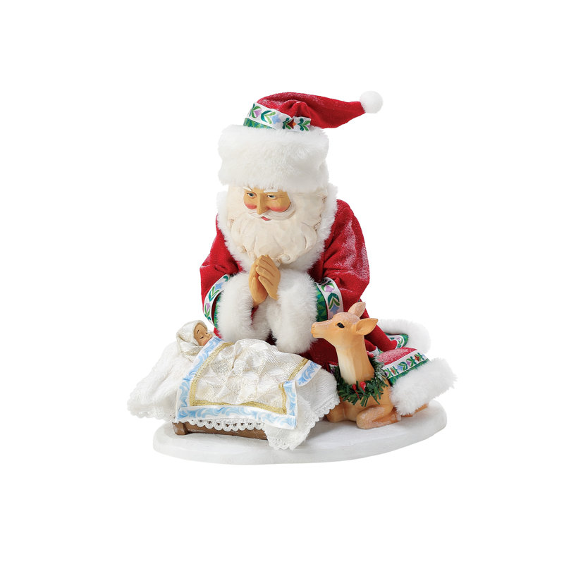 Santa and Baby Jesus Resin Winter Figurine, 14-inch