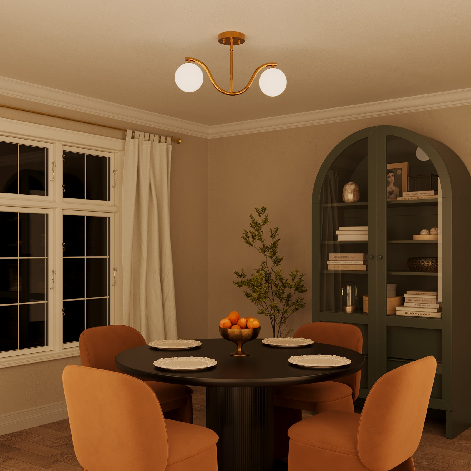 21" 2-Light Semi Flush Mount