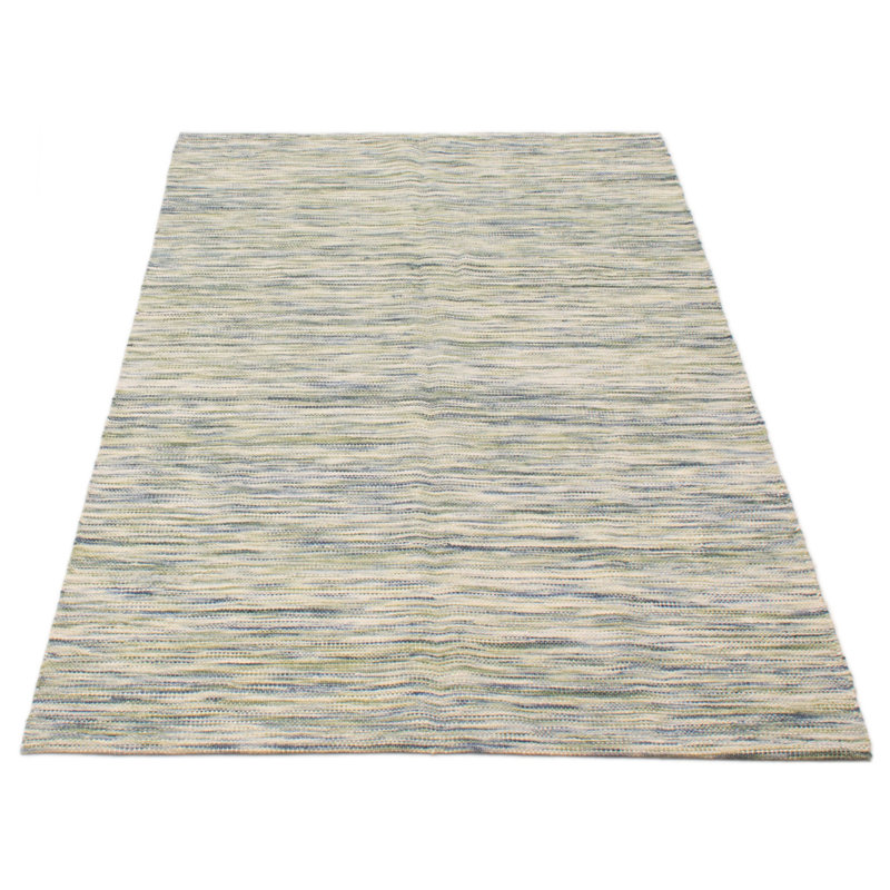 Tapis unique en laine bleu marine et olive Hrishik 4 pi 11 po x 7 pi 10 po Hrishik