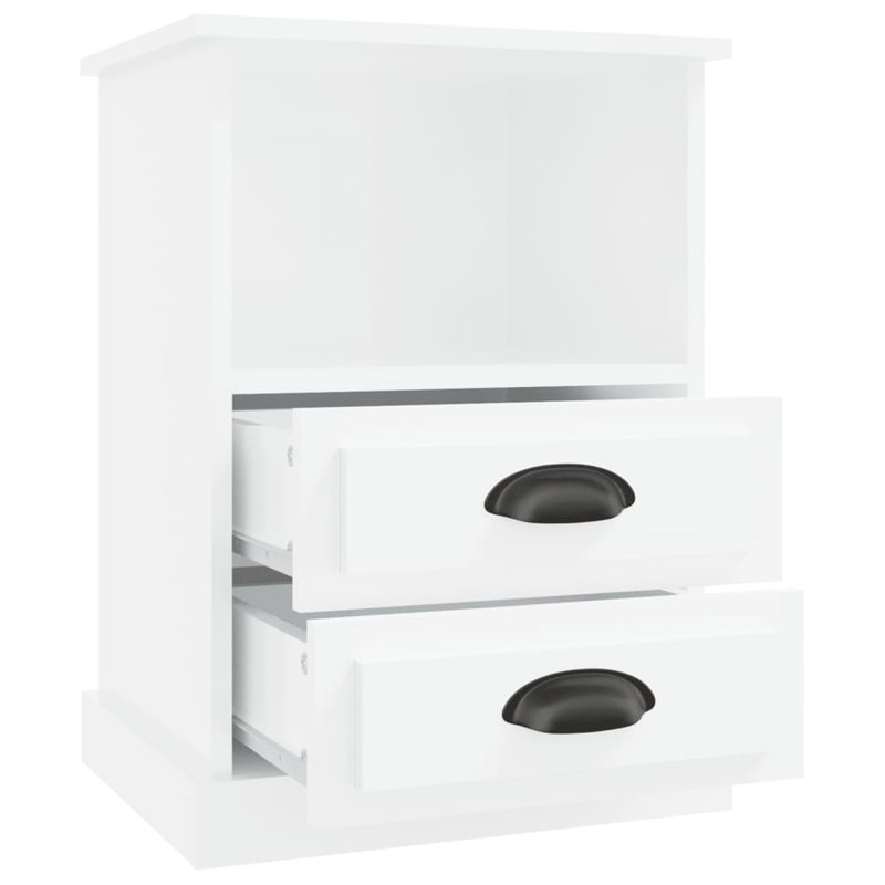 Colena 43 cm W Bedside Table, High Gloss White