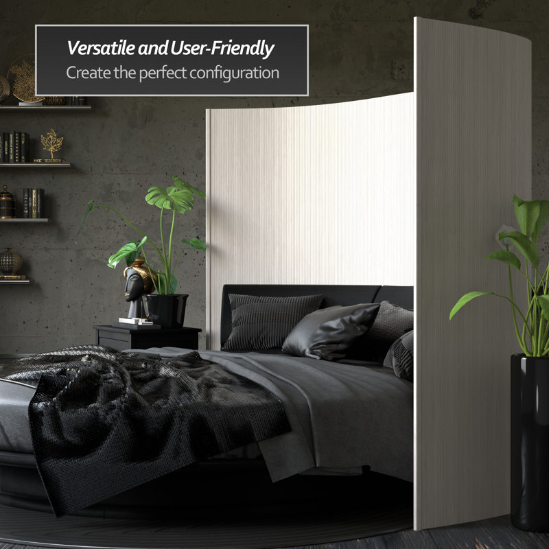 Siena Rolling Bamboo Room Divider, White, 6 ft. Tall