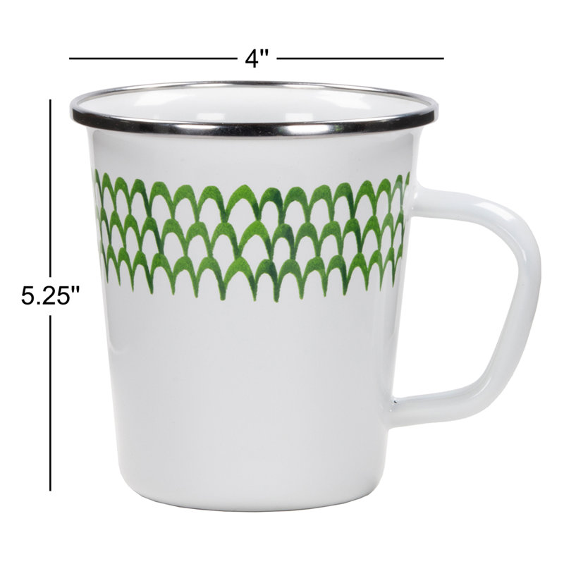 Set of 4 Green Scallop Latte Mugs