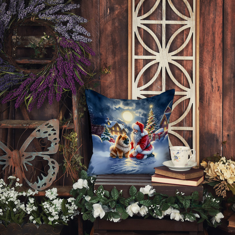 Coussin Chow Chow and Santa Claus, H 14 po x l 14 po