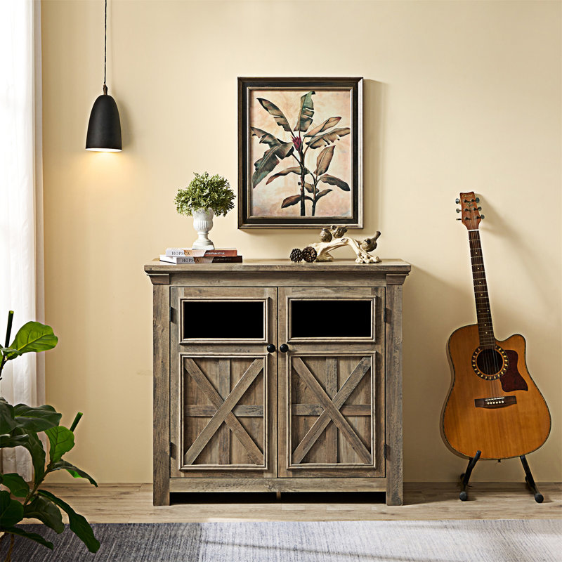 Armoire à vin à 2 portes avec buffet et armoire à vin pour l'entrée, Gris délavé