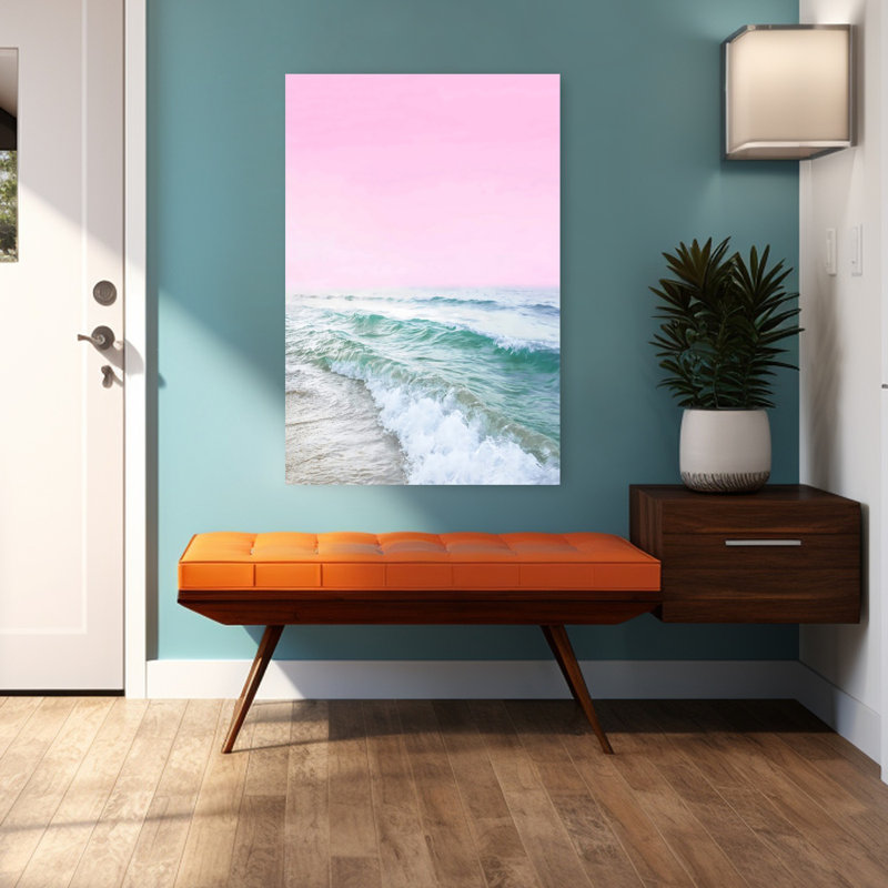 «Winter Sea», art mural contemporain abstrait, 48" H x 32" W