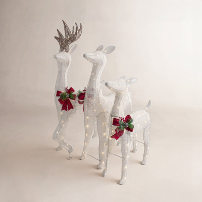 LED Lighted Glittered Reindeer Family Set