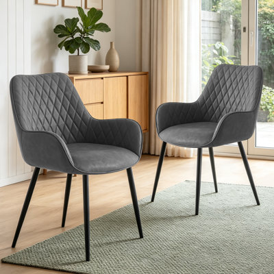 Modern Faux Leather/Suede Diamond Stitching Armchair Dining Chair for Dining Room, Bar, Restaurant, Hotel