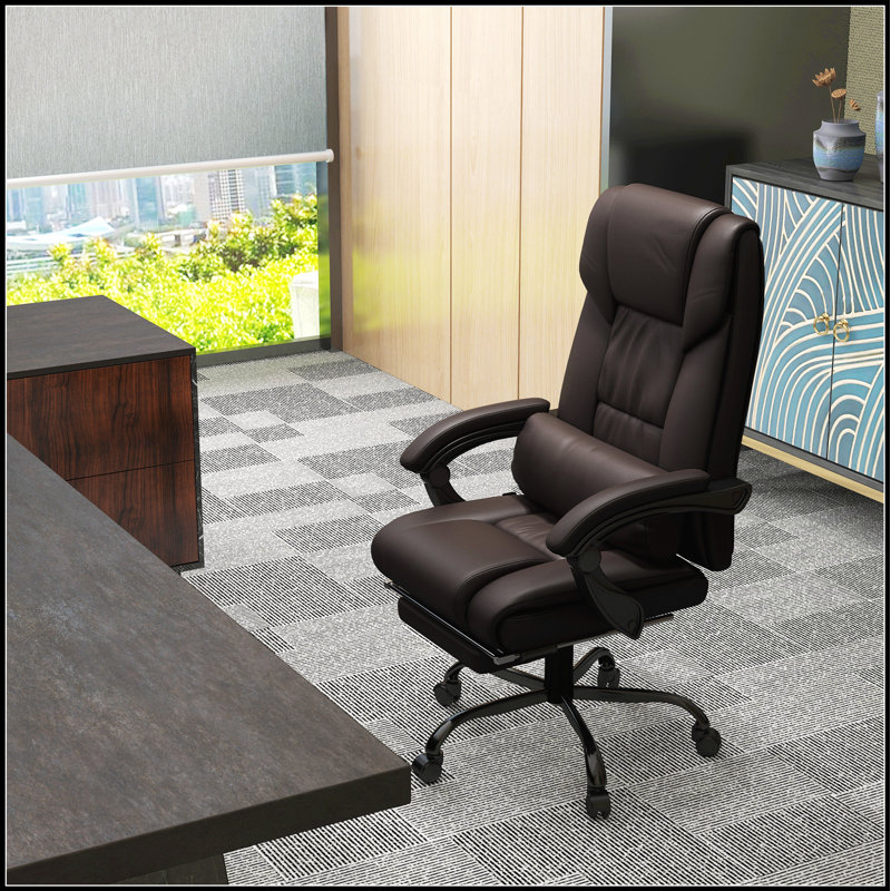 Fauteuil de bureau à haut dossier avec massage à 6 points, réglable en hauteur, inclinable et repose-pieds rétractable pour un confort ultime