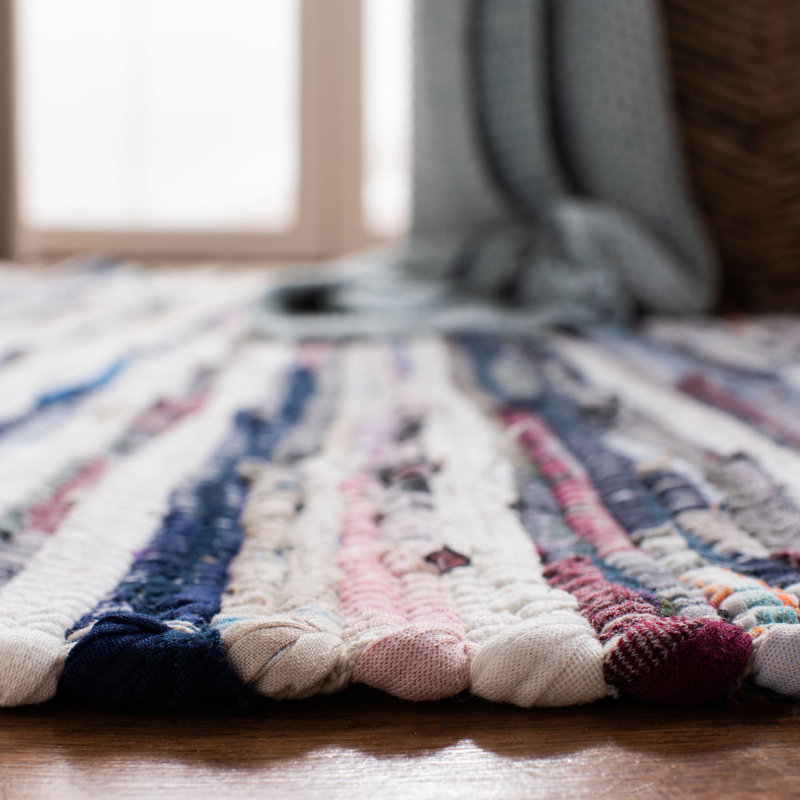 Tapis rayé en coton tissé à la main Burnett, Carré 6 pi
