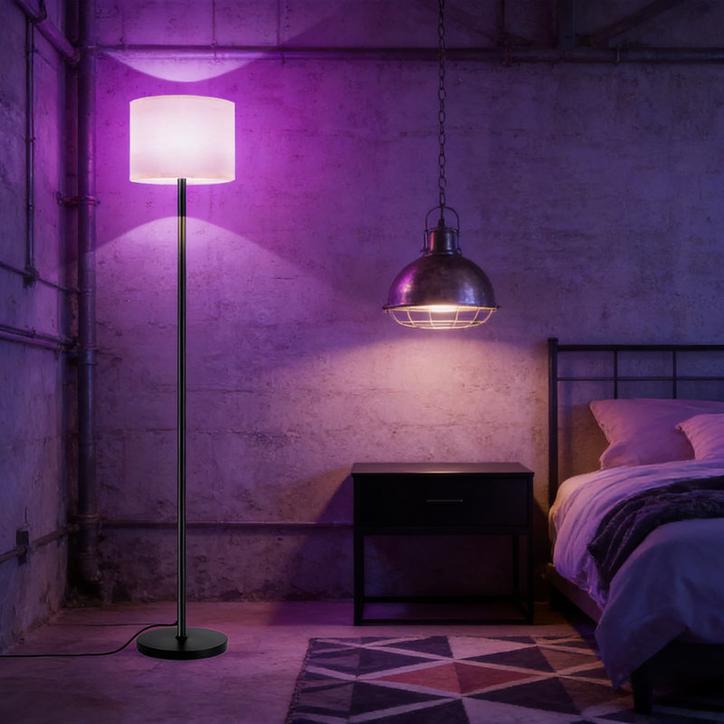 Lampe sur pied intelligente avec application et télécommande - RVB à intensité variable et lumière blanche (3000K-6500K) pour le salon, la chambre à coucher, le bureau - Lampe sur pied moderne avec ampoule DEL de 9 W incluse