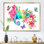 Caméléon vert avec papillons et fleurs II - peinture sur toile