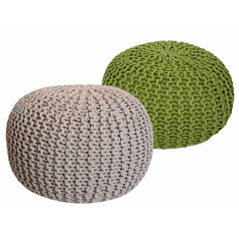 Iyana 55cm Wide Pouf Ottoman, Beige/Green