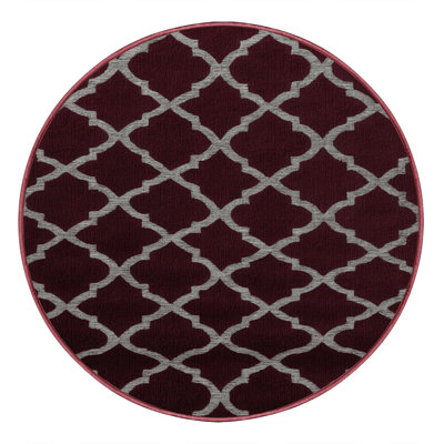 Machine Washable Trellis Red Area Rug