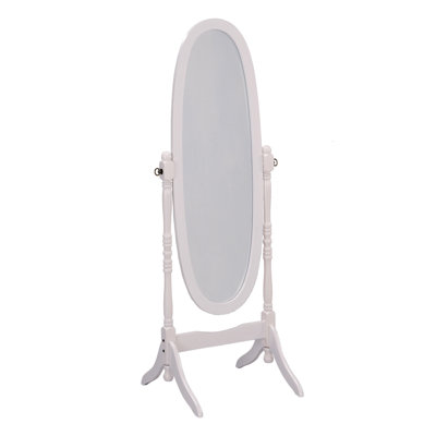 58,04 po Grand miroir de plancher ovale en bois blanc - élégant et pratique pour tout espace intérieur polyvalent