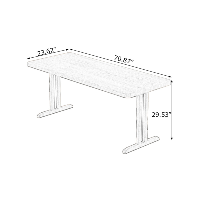 Bureaux rectangulaires en bois massif noyer, H 29,53 po x l 70,87 po x P 23,62 po