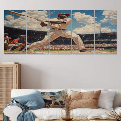 Joueur de baseball sur le terrain III - ensemble de décorations murales de baseball sport