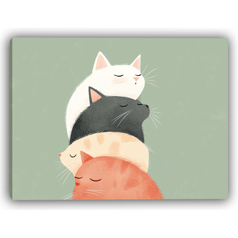 Gentle Companions - Chats calicots en harmonie, H 30 po x l 40 po