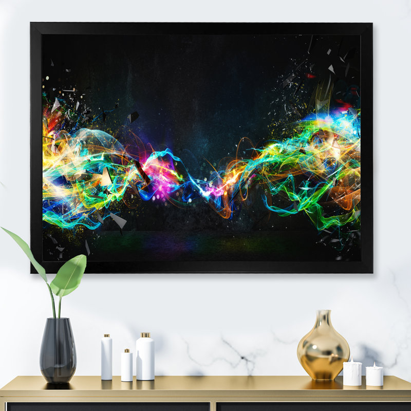 Sentiers aux couleurs vives et brillantes - œuvre d'art moderne sur toile, H 8 po x l 12 po, Cadre noir