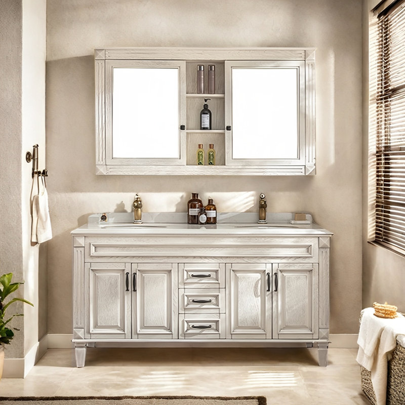 American retro floor-standing bathroom Vanity, 31.5" H x 63" W x 21.7" D