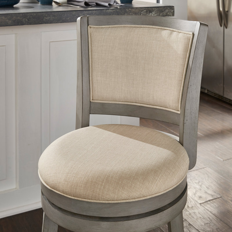 Tabouret de bar et de comptoir pivotant Ametra, Tabouret de comptoir (siège d'une hauteur de 24,3, Beige, Gris antique
