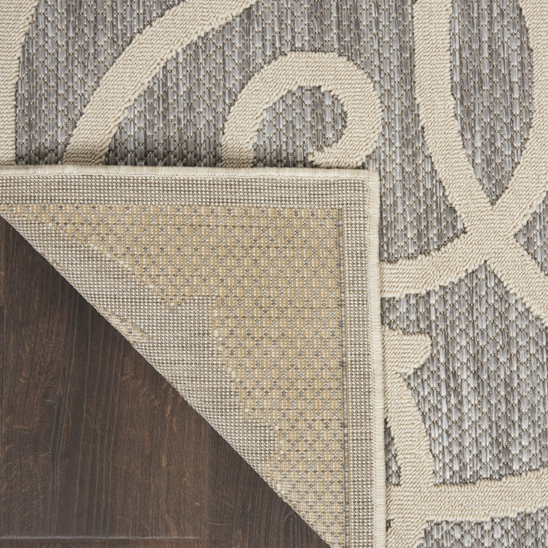 Anneke Gray/Beige Indoor/Outdoor Area Rug, Rectangle 6' x 9'