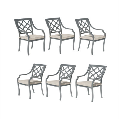 Powder Coated Cast Aluminum Outdoor Dining Armchair With Cushion by mondawe
