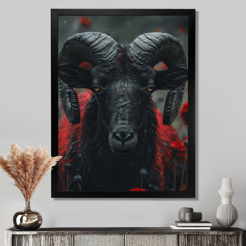 «Black Astrology Rams Radiance Aries» - impression d'art mural, Cadre flottant blanc, H 34 po x l 44 po