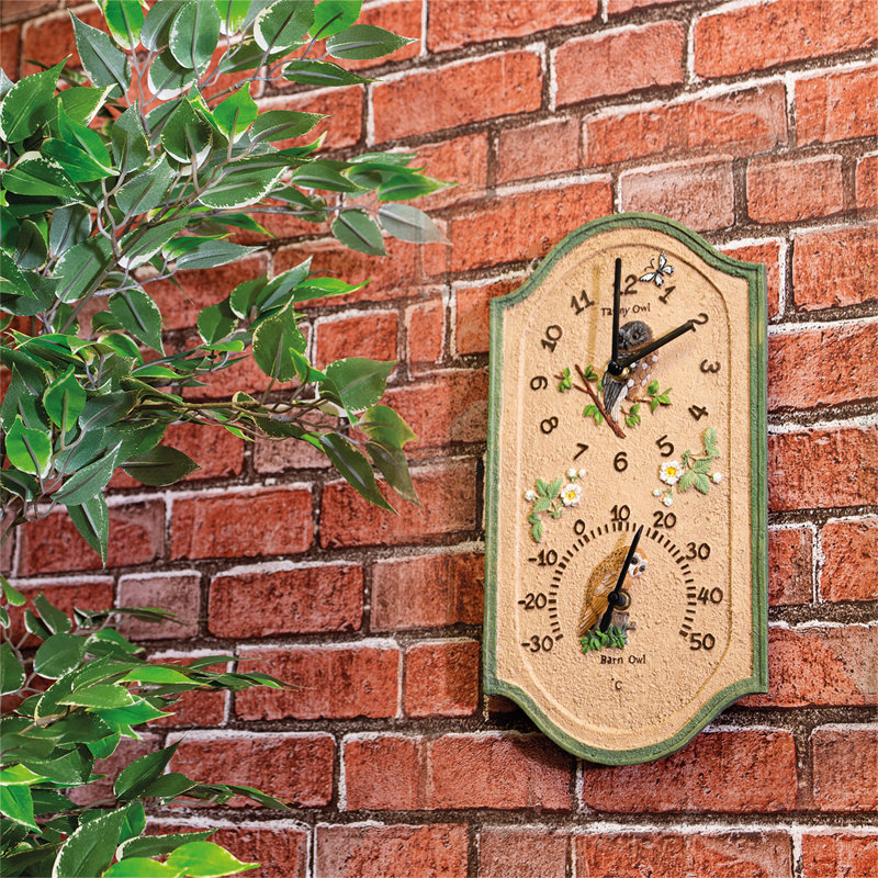 Wall Clock/Owl design clock and Thermometer