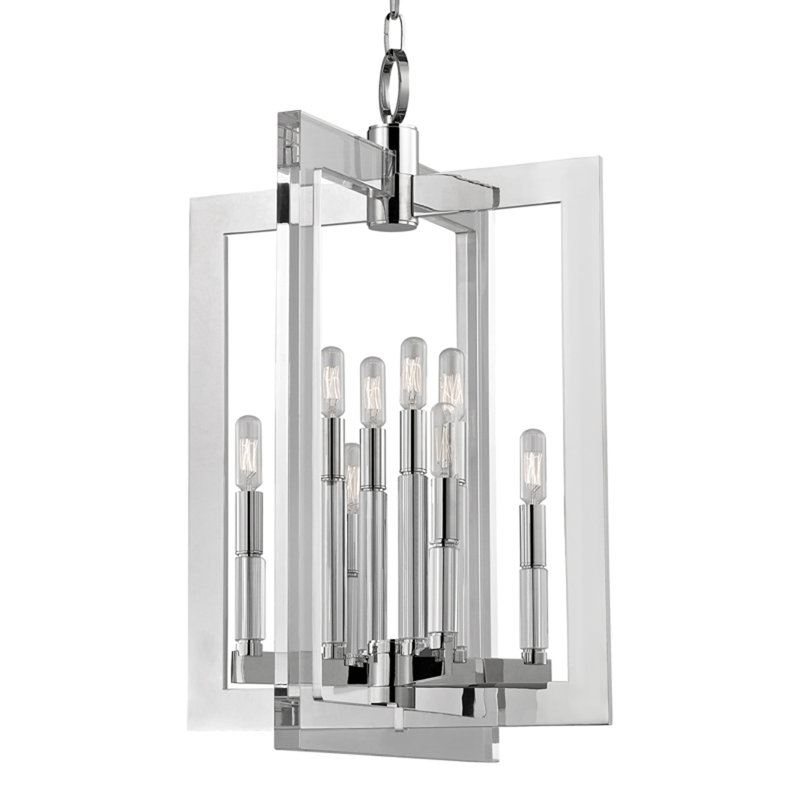 Wellington 8 - Light Chandelier, 26.5" H x 17.5" W x 17.5" D, Polished Nickel
