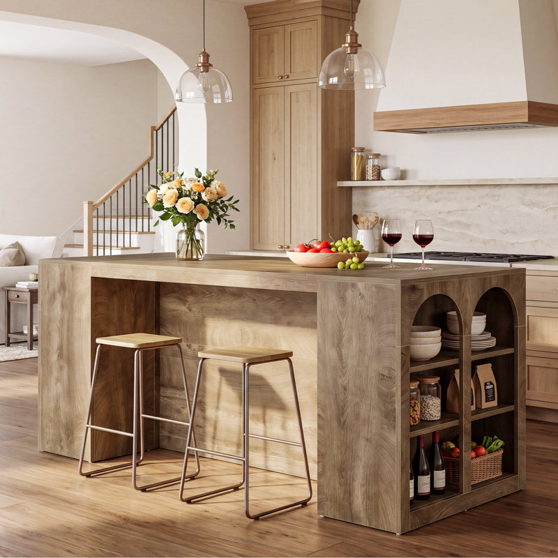 78.7" Large Kitchen Island with Storage & Seating