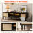 Modern LED Rattan TV Stand For 75 Inch TV, With 2 Rattan Doors And 2 Glass Doors, Floor Standing TV Cabinet For Living Room, Bedroom-1071205270