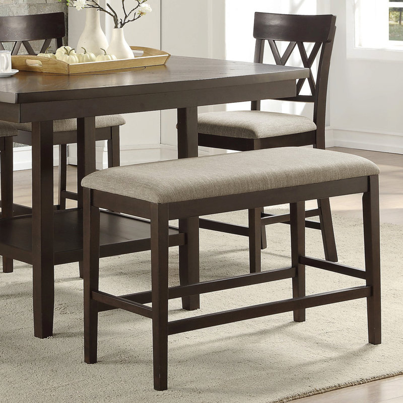 Banc à hauteur de comptoir 1 pièce en tissu de style décontracté