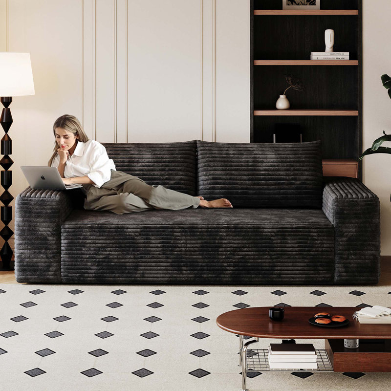 Canapé, H 25,22 po x l 70,92 po x P 35,46 po, 3, Noir
