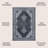 Dalyan Geometric Medallions Machine-Washable Navy/Light Gray Rug-2046507778