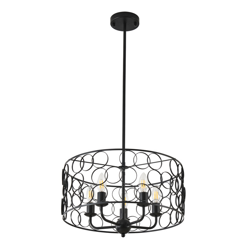 5 - Light Dimmable Drum Chandelier