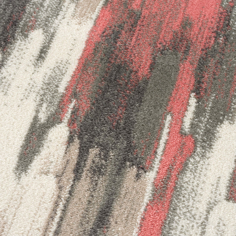 Tapis abstrait crème et rose Zulema PRT140D, Rectangle 7 pi 9 po x 10 pi 2 po