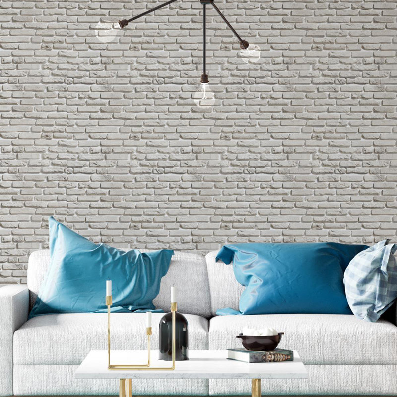 Brick Wall Off White Peel & Stick Wallpaper NP006, Off White