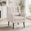 Chaise d'appoint en chenille beige moderne avec pieds en bois-1620827237