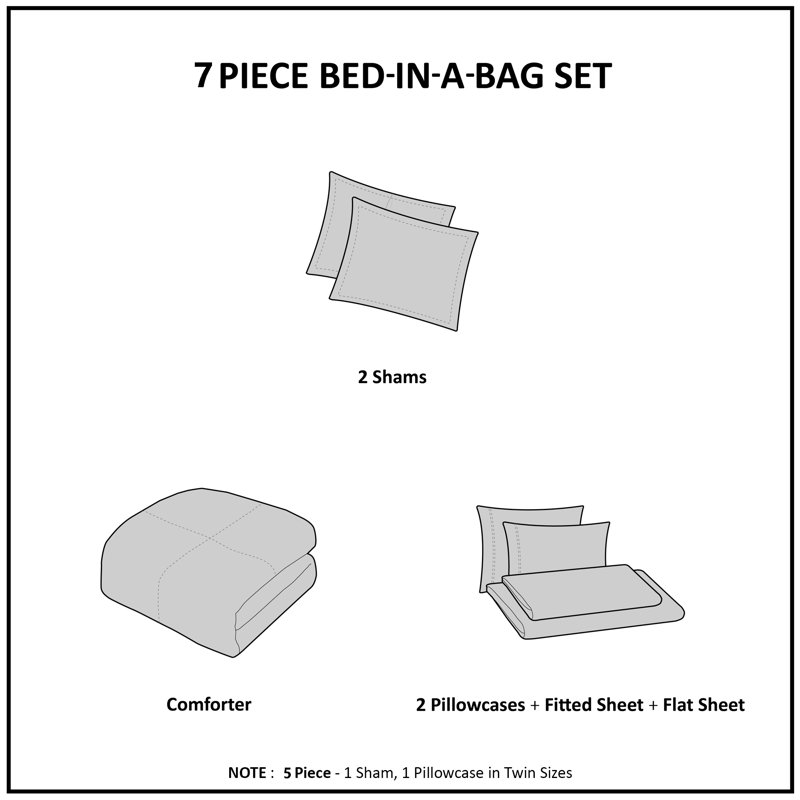 Striped Comforter Set With Bed Sheets, Twin Sheet Set