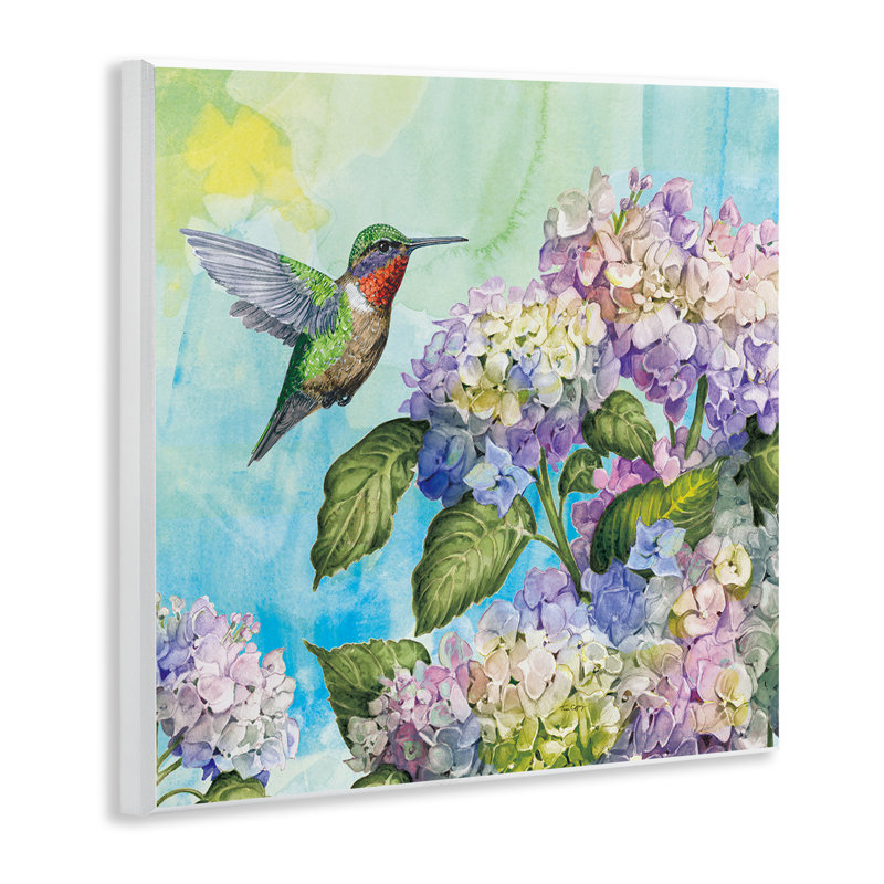 Plaque murale colibri et hortensias, design par Tim Coffey