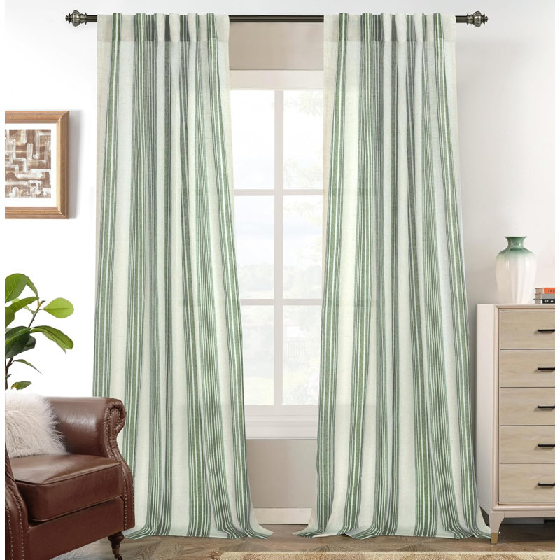 Rideaux semi-transparents avec passe-tringle Chris, L 52 po x L 96 po, Vert Loden