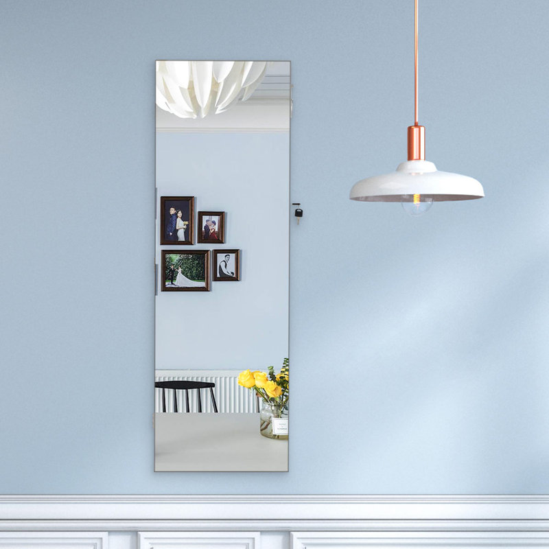 Armoire à bijoux murale avec miroir, Blanc