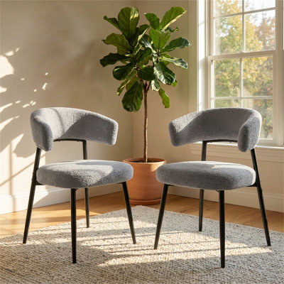 Set of 2 Curved Backrest Dining Chairs