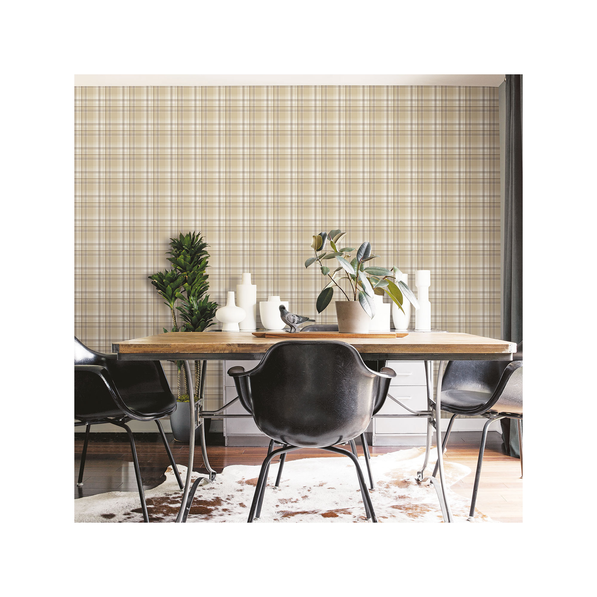 Kitchen Recipes Plaid Design 32.8' L x 21" W Wallpaper Roll, Beige
