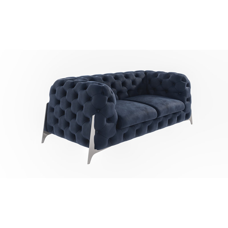 Juneri 2 Seater Velvet Sofa, Navy Blue