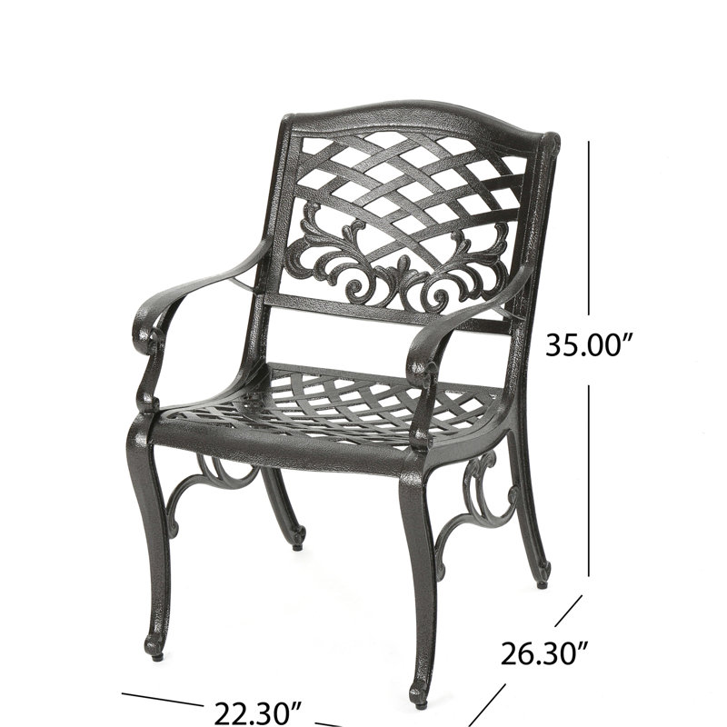 2 fauteuils, conception classique et pieds, structure en aluminium rouille, aspect élégant, l 26,31 po x P 21,82 po, H 35,39 po, chaise à assembler (2 pièces), motif floral à volutes complexes, fabrication spacieuse