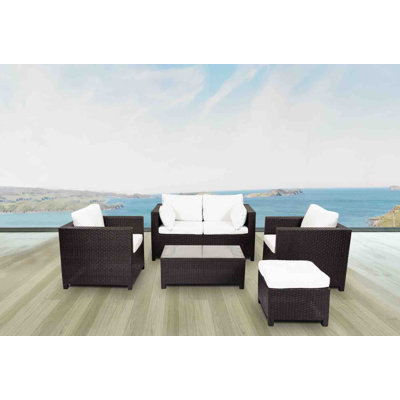 Ensemble modulaire avec canapé en rotin et coussins 5 pièces Lugano