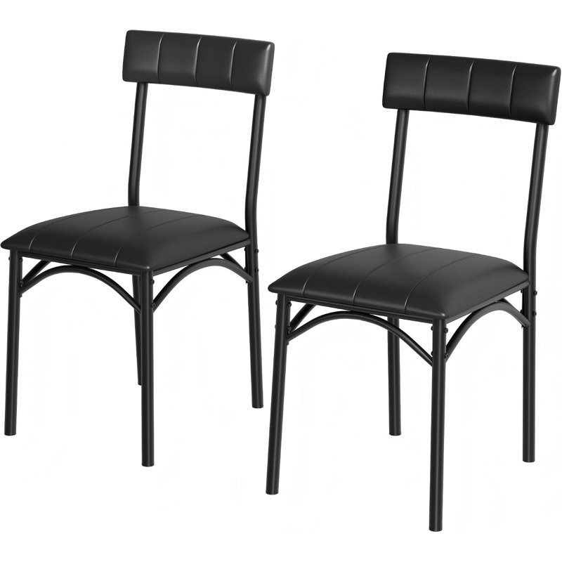 Lot de 2 chaises de salle à manger, noires, Black, 2