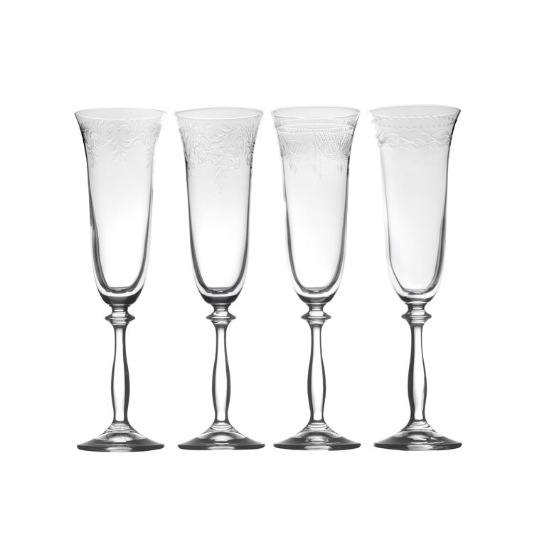 Mikasa Julie Glass Champagne Flute, 8-Ounce, Set of 4:  Highball Glasses