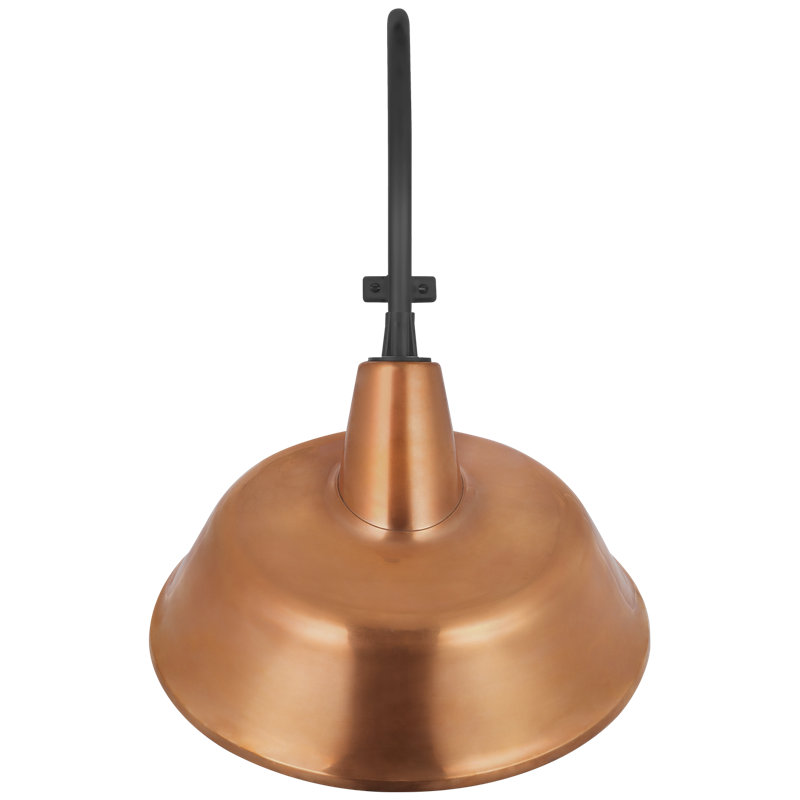 Thomas O'Brien, "Academy 15" Larrabee Barn Light in Matte Black with 12.5" White Tilted Bowers Shade, Copper